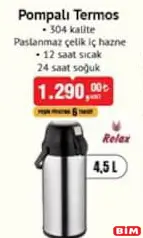 RELAX POMPALI TERMOS ÇELİK 4,5 L RELAX POMPALI TERMOS ÇELİK 4,5 L
